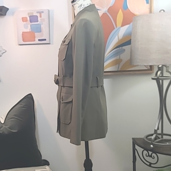 Calvin Klein button zip front tie waist jacket - Picture 5 of 13